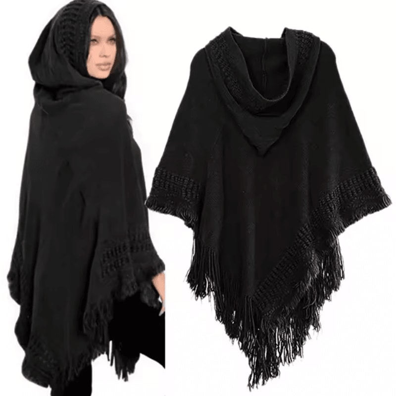 Bohemian Tassel Fringe Poncho Oblique Stripe Womens Cape Shawl Wrap With Stylish Boho Tassels 1