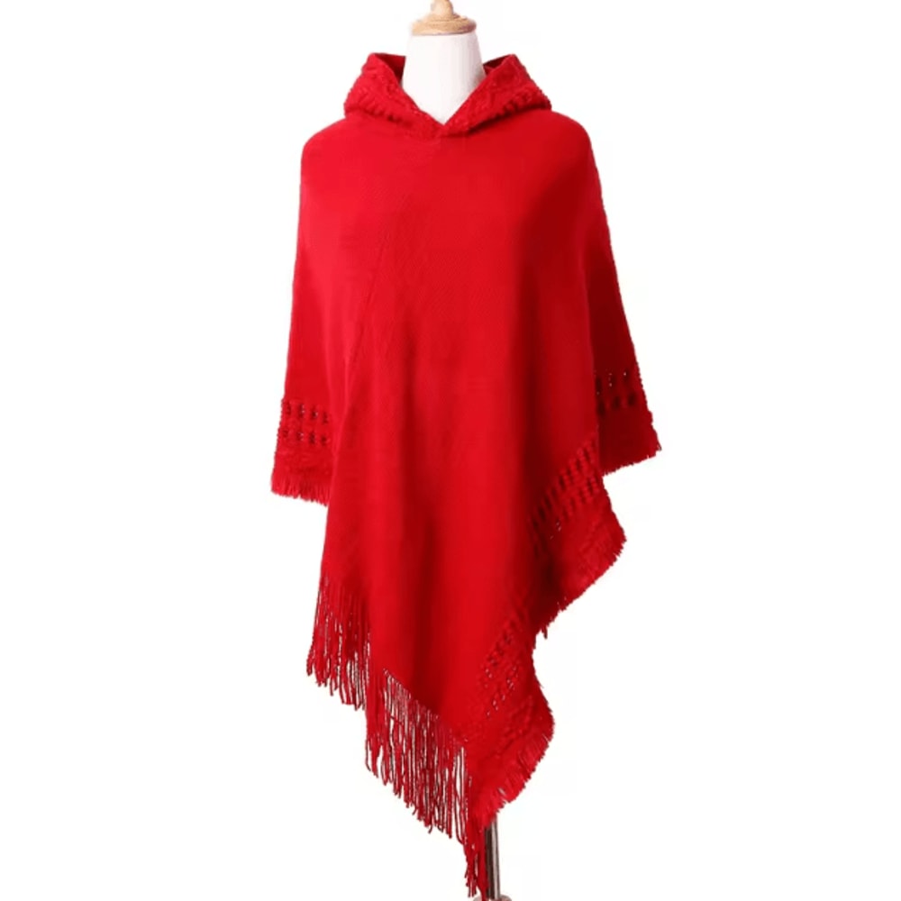 Bohemian Tassel Fringe Poncho Oblique Stripe Womens Cape Shawl Wrap With Stylish Boho Tassels 3