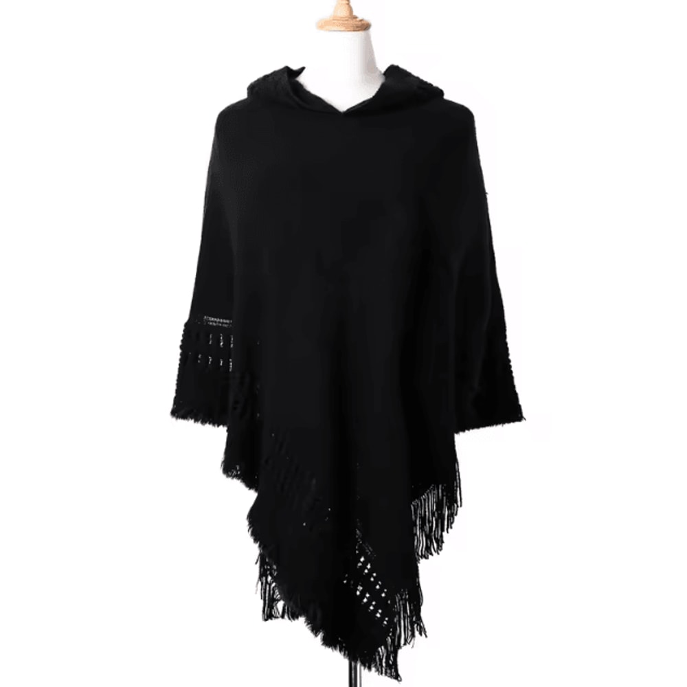 Bohemian Tassel Fringe Poncho Oblique Stripe Womens Cape Shawl Wrap With Stylish Boho Tassels 4