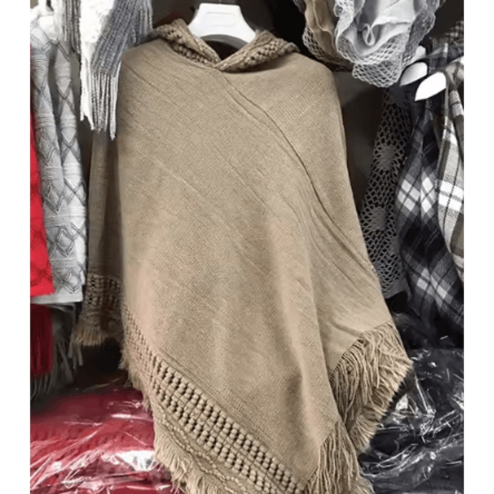 Bohemian Tassel Fringe Poncho Oblique Stripe Womens Cape Shawl Wrap With Stylish Boho Tassels 7