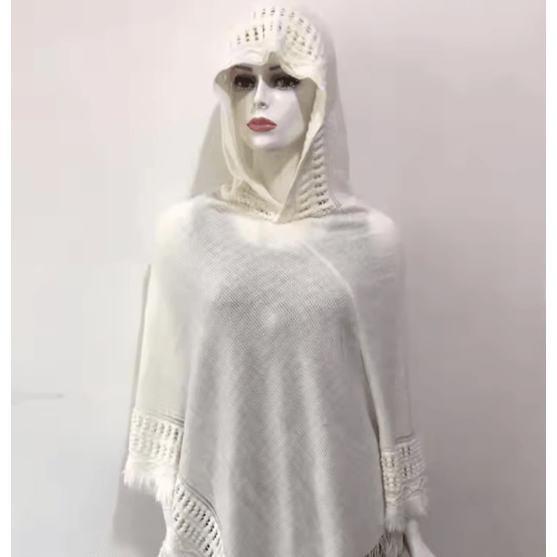 Bohemian Tassel Fringe Poncho Oblique Stripe Womens Cape Shawl Wrap With Stylish Boho Tassels 8