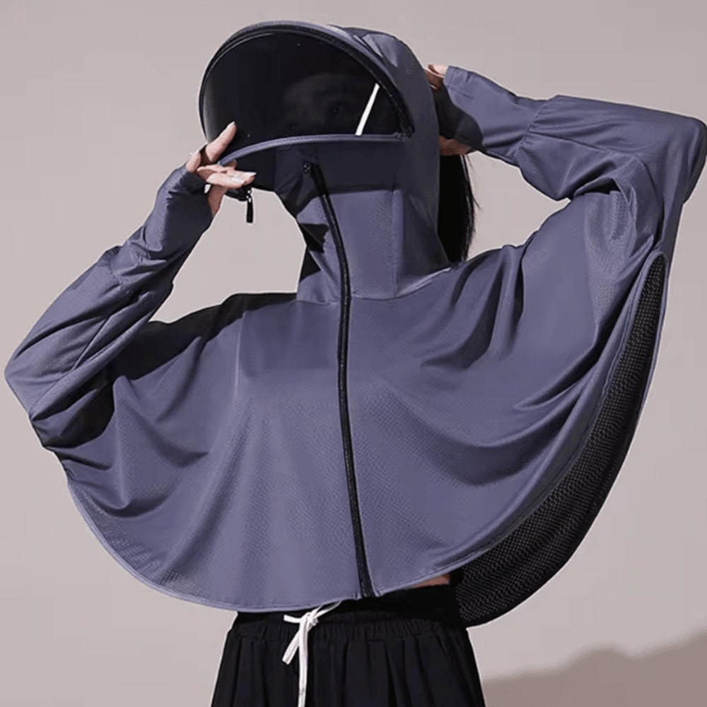 Ice Silk UV Protection Cape For Women Breathable Sun Protection Shawl Cloak 2
