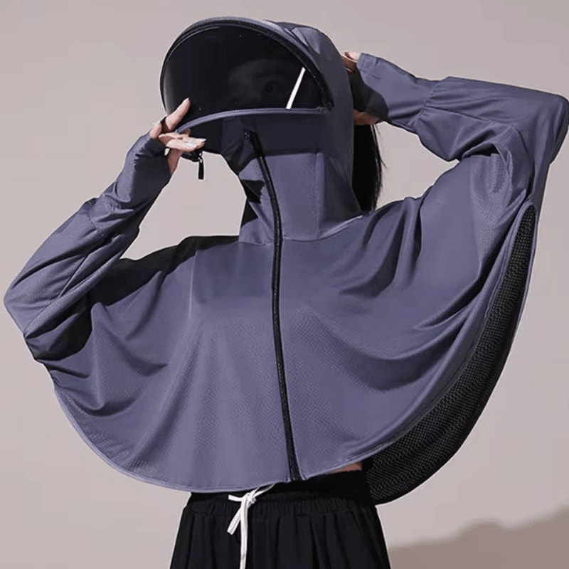 Ice Silk UV Protection Cape For Women Breathable Sun Protection Shawl Cloak 2