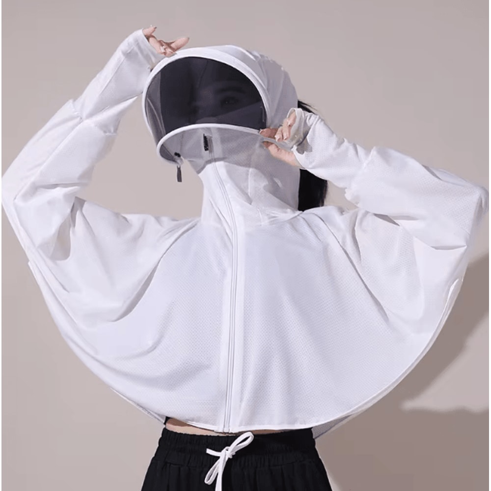 Ice Silk UV Protection Cape For Women Breathable Sun Protection Shawl Cloak 4