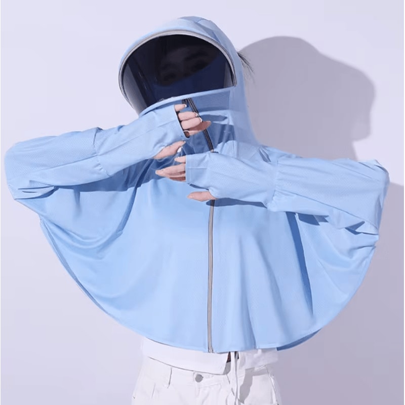 Ice Silk UV Protection Cape For Women Breathable Sun Protection Shawl Cloak 5