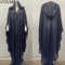 Vintage Hooded Cloak Cape Dress Thin Women Streetwear Poncho Jacket With Diamond Detail 0