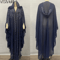 Vintage Hooded Cloak Cape Dress Thin Women Streetwear Poncho Jacket With Diamond Detail 0