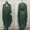 Vintage Hooded Cloak Cape Dress Thin Women Streetwear Poncho Jacket With Diamond Detail 11