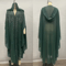Vintage Hooded Cloak Cape Dress Thin Women Streetwear Poncho Jacket With Diamond Detail 11