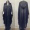 Vintage Hooded Cloak Cape Dress Thin Women Streetwear Poncho Jacket With Diamond Detail 12