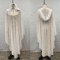 Vintage Hooded Cloak Cape Dress Thin Women Streetwear Poncho Jacket With Diamond Detail 14