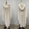 Vintage Hooded Cloak Cape Dress Thin Women Streetwear Poncho Jacket With Diamond Detail 14