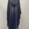 Vintage Hooded Cloak Cape Dress Thin Women Streetwear Poncho Jacket With Diamond Detail 2