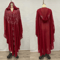 Vintage Hooded Cloak Cape Dress Thin Women Streetwear Poncho Jacket With Diamond Detail 6