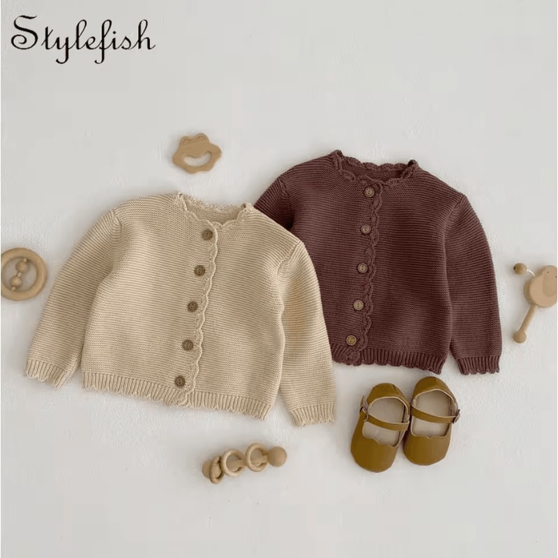 Unisex Baby Knit Sweater Solid Color Toddler Round Neck Knitted Pullover 0