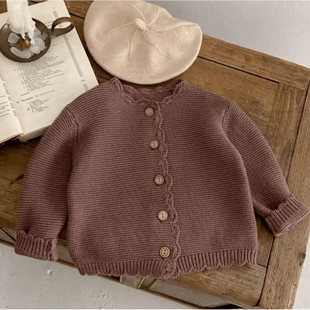 Unisex Baby Knit Sweater Solid Color Toddler Round Neck Knitted Pullover 2