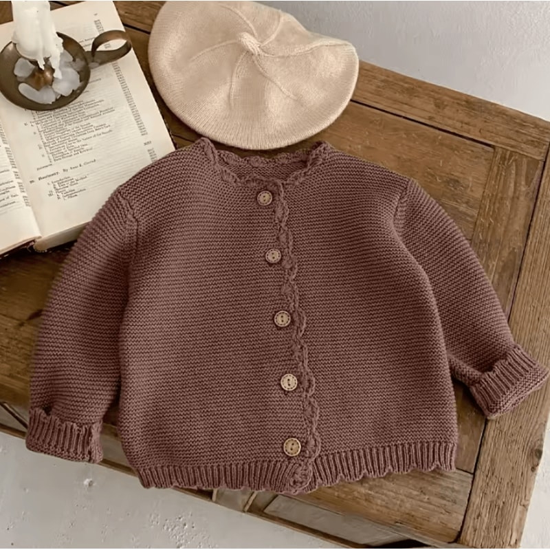 Unisex Baby Knit Sweater Solid Color Toddler Round Neck Knitted Pullover 2