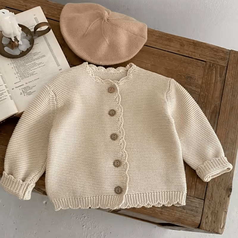 Unisex Baby Knit Sweater Solid Color Toddler Round Neck Knitted Pullover 3