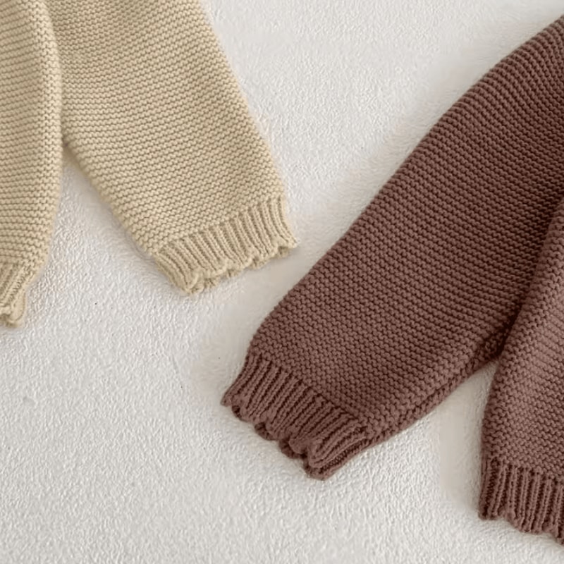 Unisex Baby Knit Sweater Solid Color Toddler Round Neck Knitted Pullover 5