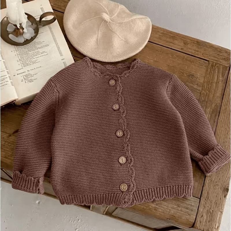 Unisex Baby Knit Sweater Solid Color Toddler Round Neck Knitted Pullover 7