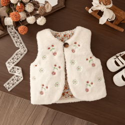 winter baby girl flower embroidery vest warm toddler sleeveless jacket