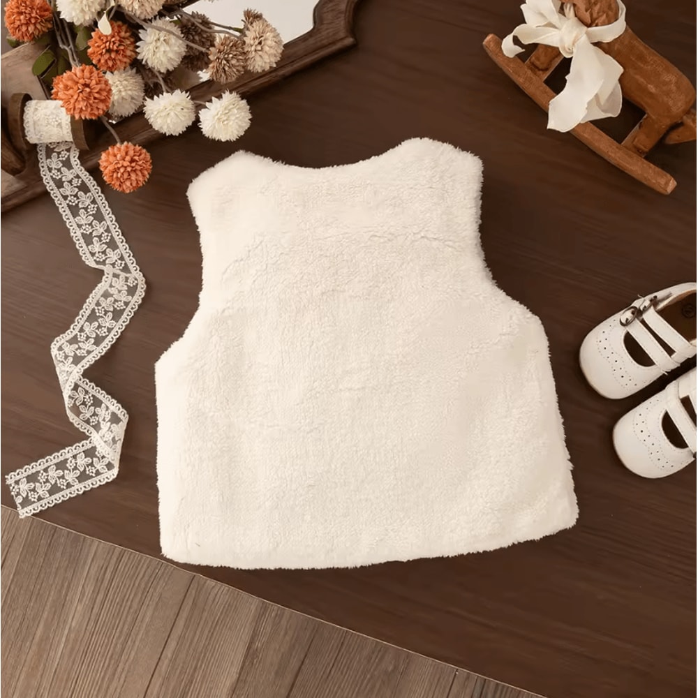 Winter Baby Girl Flower Embroidery Vest Warm Toddler Sleeveless Jacket 1