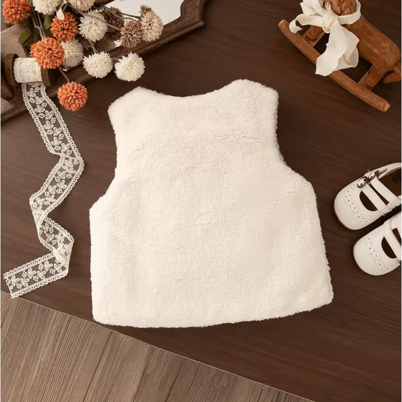 Winter Baby Girl Flower Embroidery Vest Warm Toddler Sleeveless Jacket 1