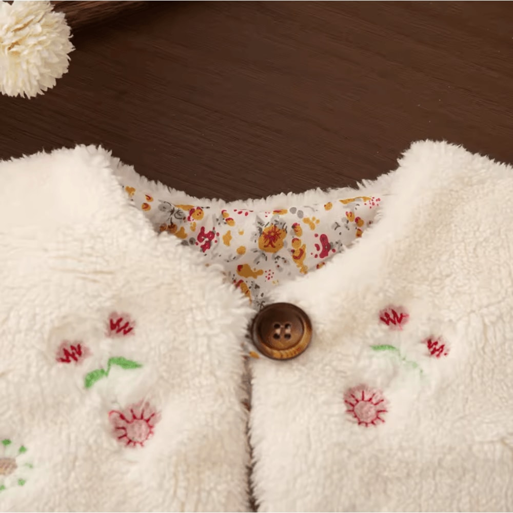 Winter Baby Girl Flower Embroidery Vest Warm Toddler Sleeveless Jacket 2