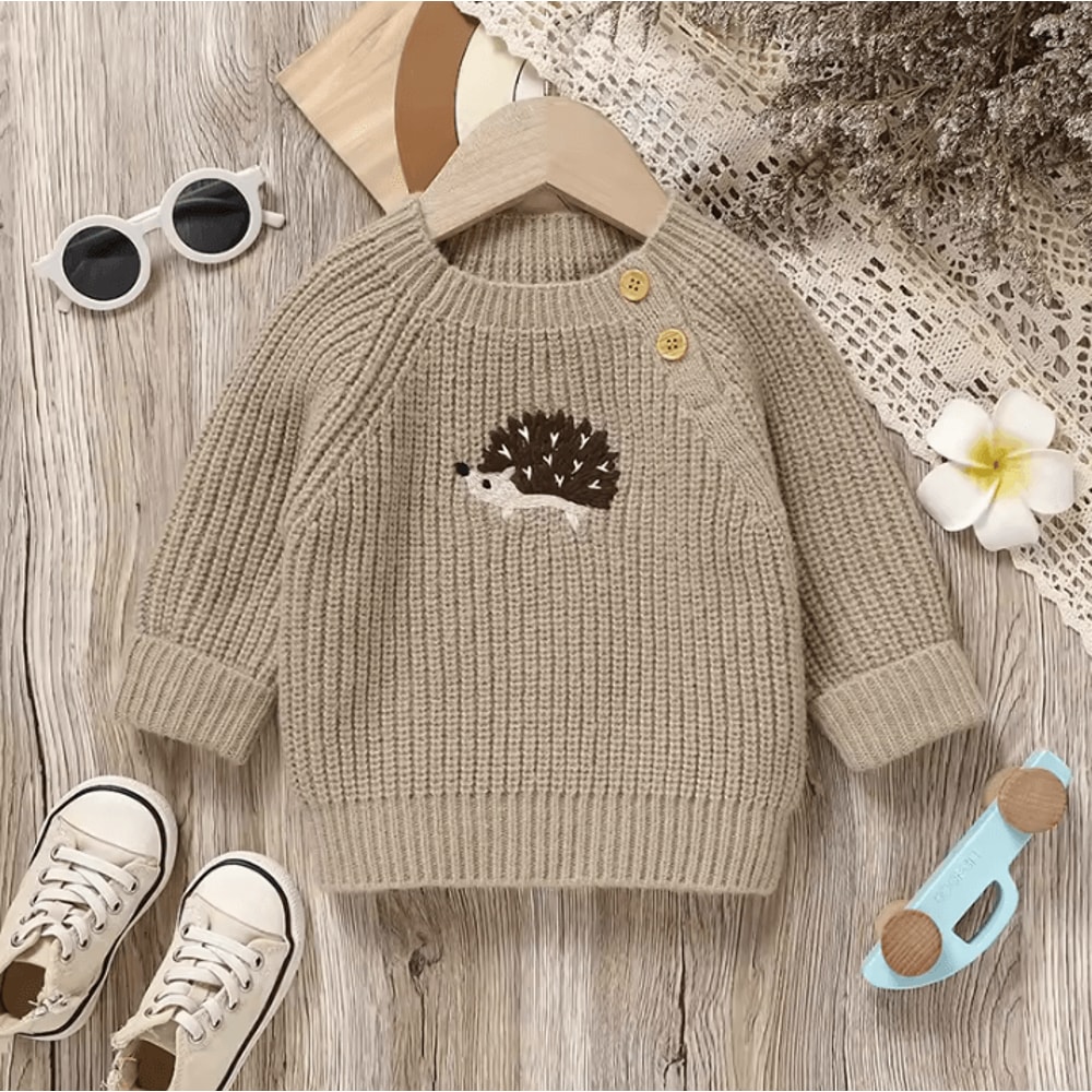 Cartoon Baby Hedgehog Knit Sweater Long Sleeve Toddler Knitted Pullover 5