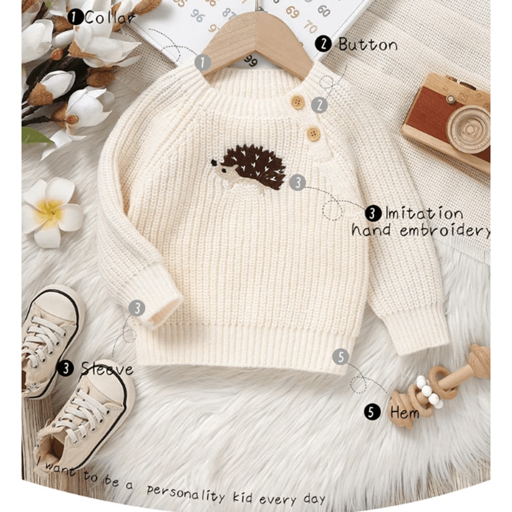Cartoon Baby Hedgehog Knit Sweater Long Sleeve Toddler Knitted Pullover 1
