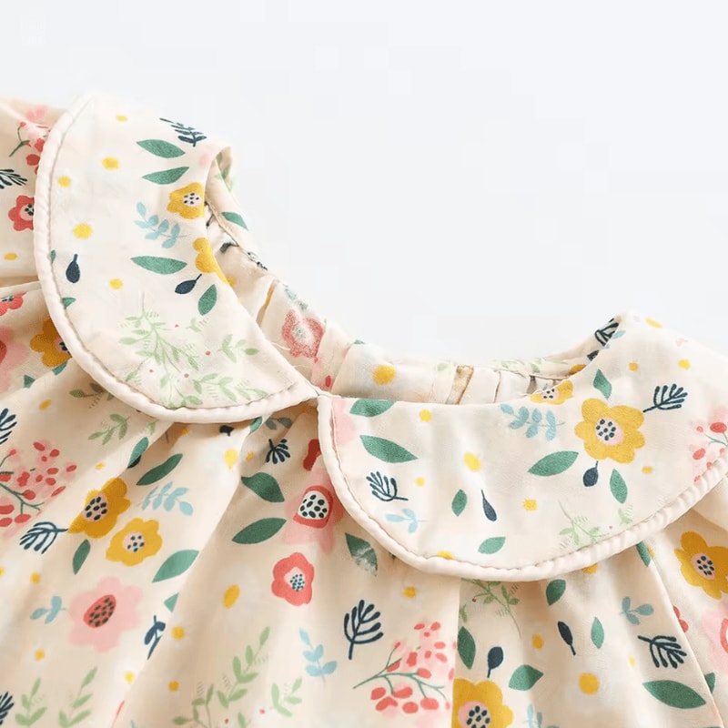 Floral Girls Petal Collar Blouse Long Sleeve Baby Girl Floral Shirt 2