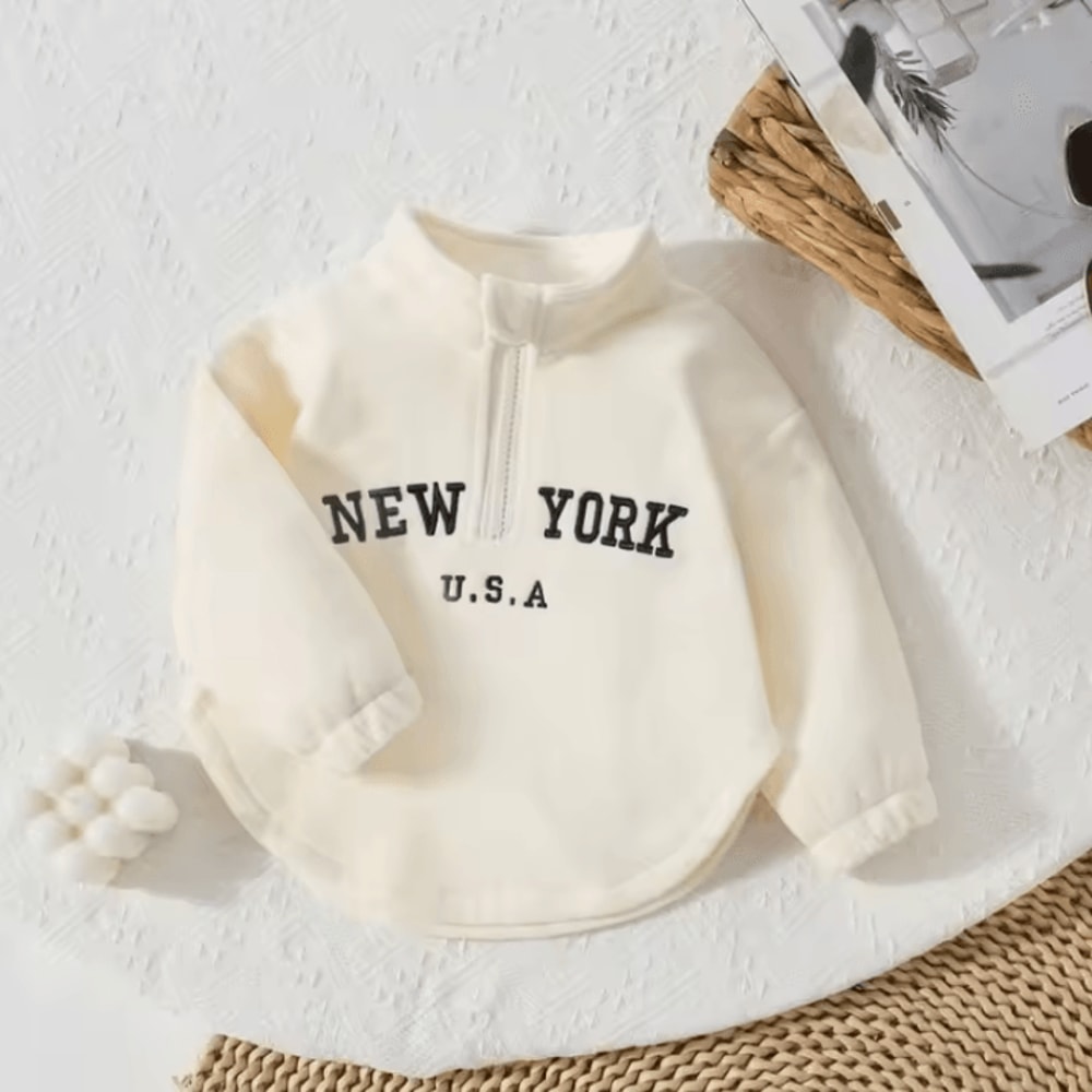 Casual Baby Letter Print Sweatshirt Loose Fit Toddler Cotton Pullover 0