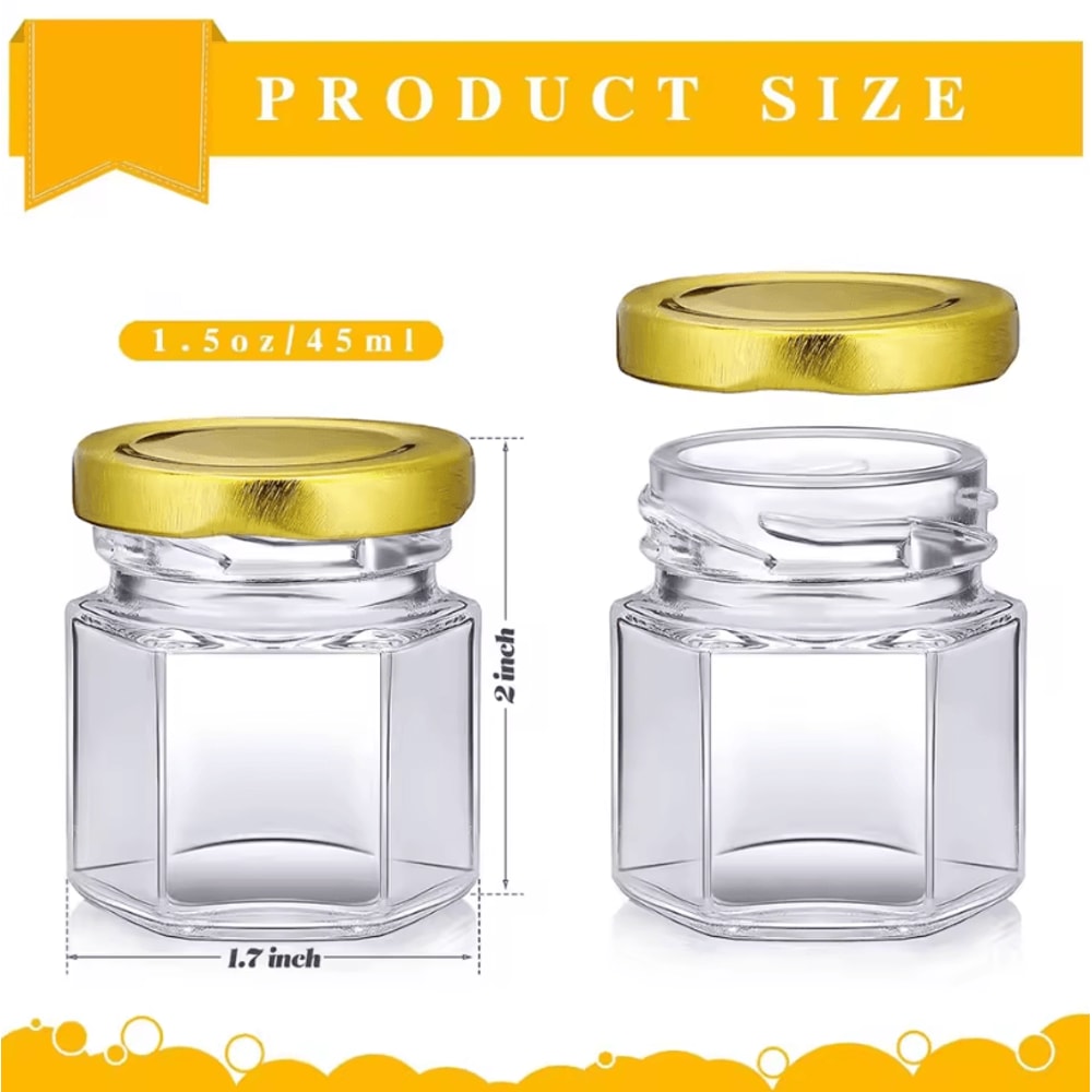 15oz Mini Hexagon Glass Jars With Lids Bulk Honey Favor Jars For Wedding Candy Spice DIY Gifts 4