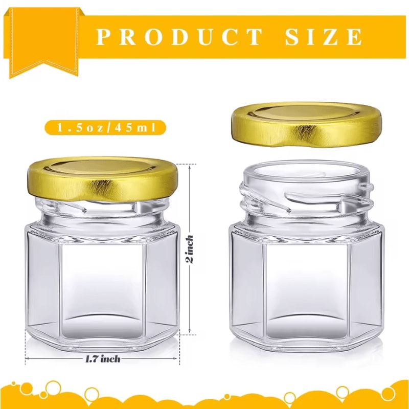 15oz Mini Hexagon Glass Jars With Lids Bulk Honey Favor Jars For Wedding Candy Spice DIY Gifts 4