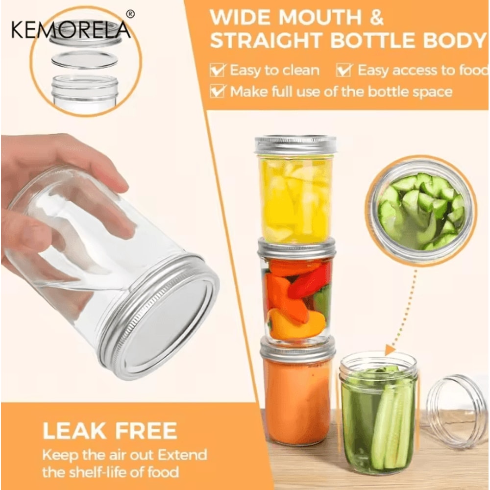 KEMORELA 350ML Mason Jars With Lids 4Piece Pint Glass Canning Jars With Seal Bands For Honey Jam C 2