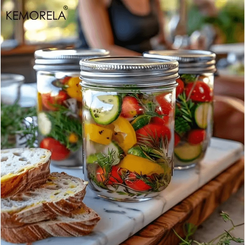 KEMORELA 350ML Mason Jars With Lids 4Piece Pint Glass Canning Jars With Seal Bands For Honey Jam C 3