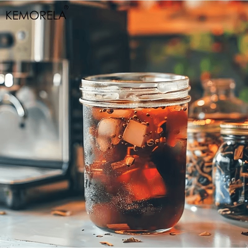 KEMORELA 350ML Mason Jars With Lids 4Piece Pint Glass Canning Jars With Seal Bands For Honey Jam C 4