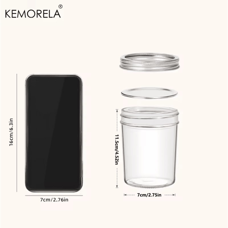 KEMORELA 350ML Mason Jars With Lids 4Piece Pint Glass Canning Jars With Seal Bands For Honey Jam C 5