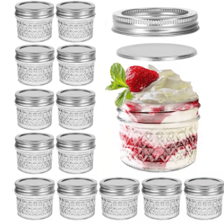 4oz mini mason spice jars with lids – clear glass canning jars for honey & jam (separable lid food storage jars)