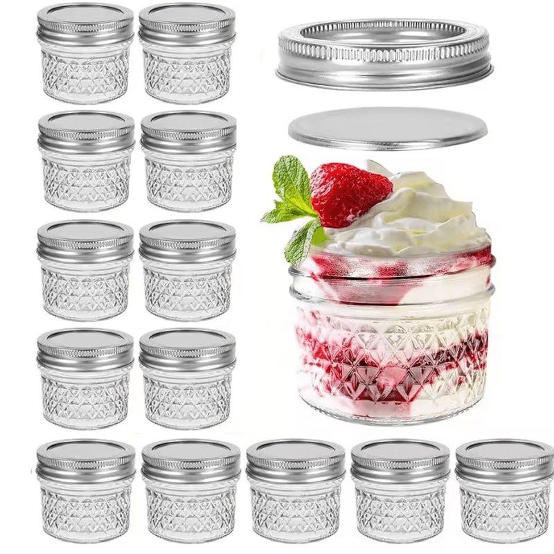 4oz Mini Mason Spice Jars With Lids Clear Glass Canning Jars For Honey Jam Separable Lid Food Sto 0