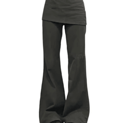 botvotee y2k wide leg jeans for women – high waisted plus size flare denim pants with fake two-piece streetwear design