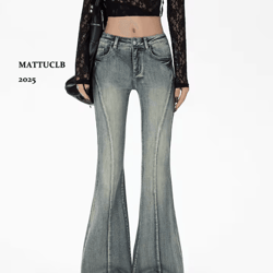 gyaru y2k flare jeans for women – low rise harajuku bell bottom denim pants with stacked bootcut style