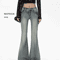 Gyaru Y2K Flare Jeans For Women Low Rise Harajuku Bell Bottom Denim Pants With Stacked Bootcut Sty 0