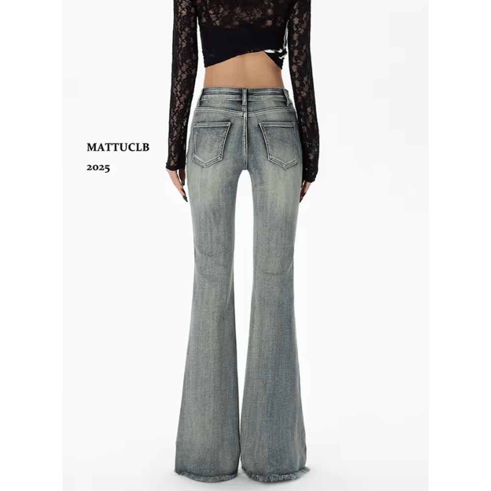 Gyaru Y2K Flare Jeans For Women Low Rise Harajuku Bell Bottom Denim Pants With Stacked Bootcut Sty 2