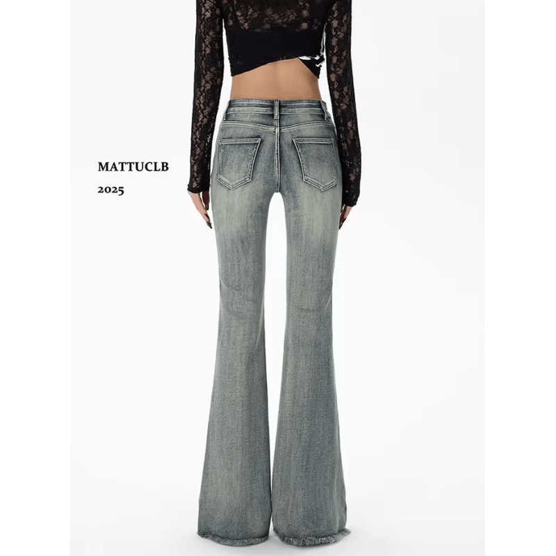 Gyaru Y2K Flare Jeans For Women Low Rise Harajuku Bell Bottom Denim Pants With Stacked Bootcut Sty 2