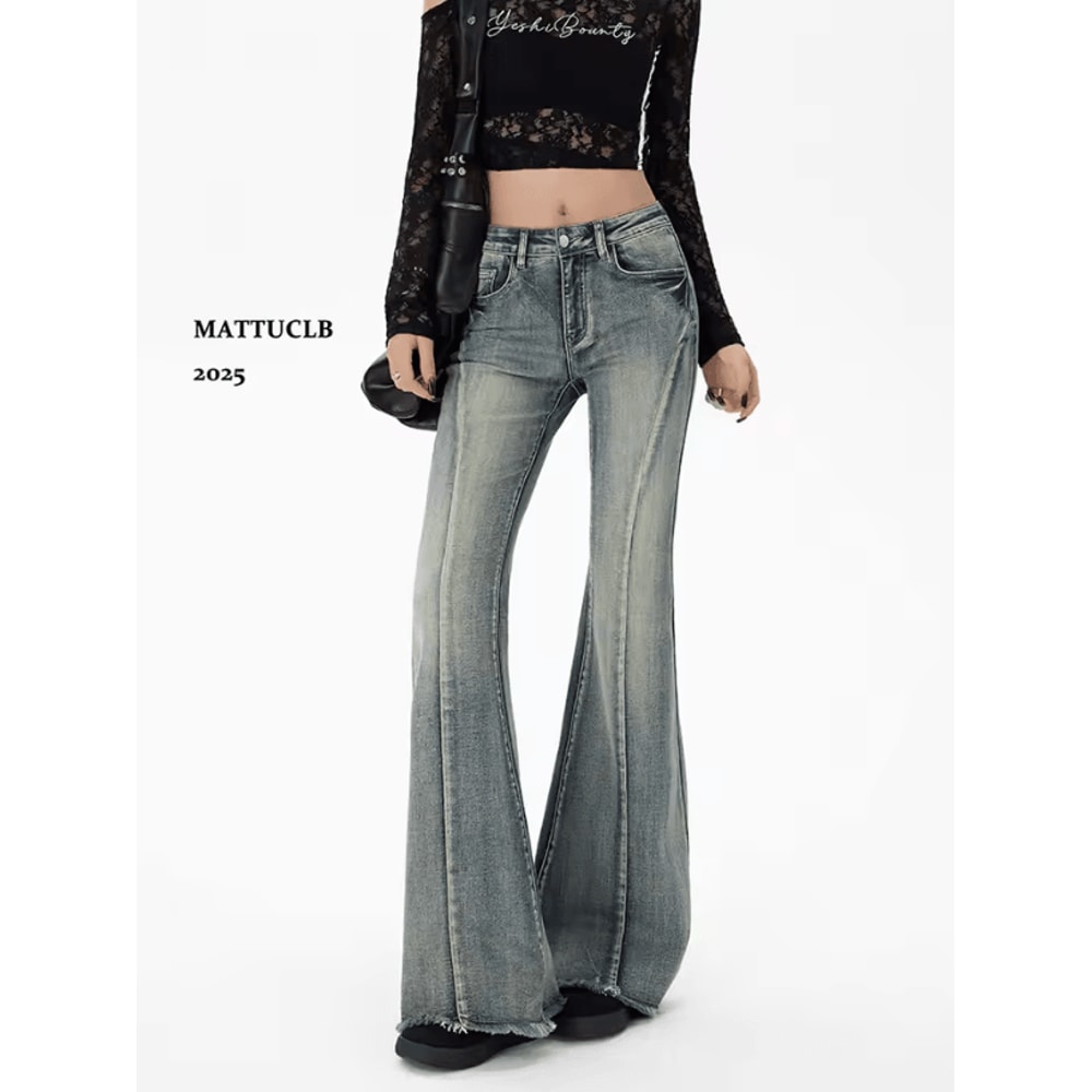 Gyaru Y2K Flare Jeans For Women Low Rise Harajuku Bell Bottom Denim Pants With Stacked Bootcut Sty 3