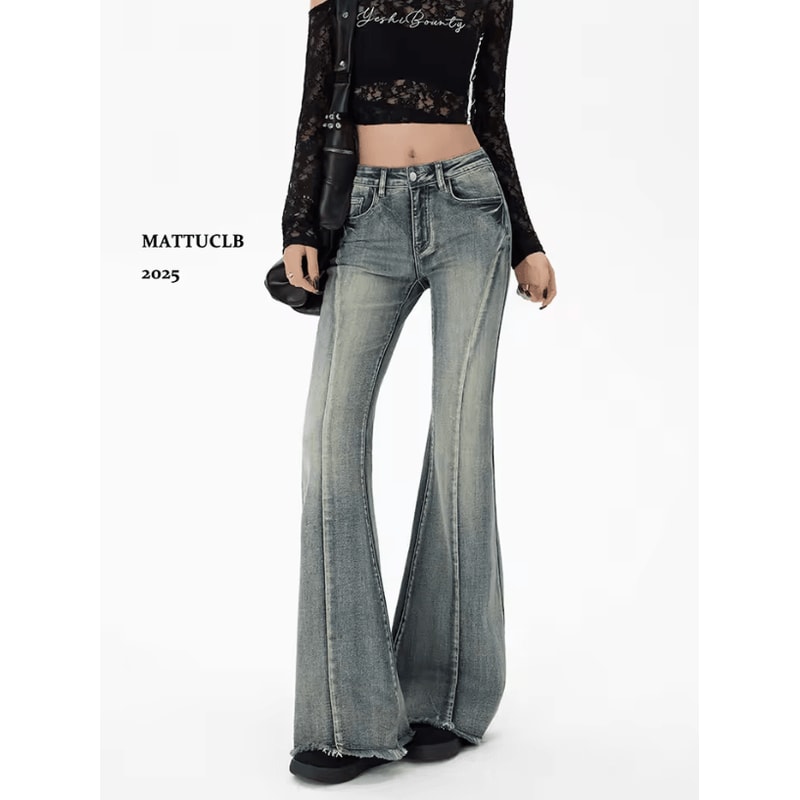 Gyaru Y2K Flare Jeans For Women Low Rise Harajuku Bell Bottom Denim Pants With Stacked Bootcut Sty 3