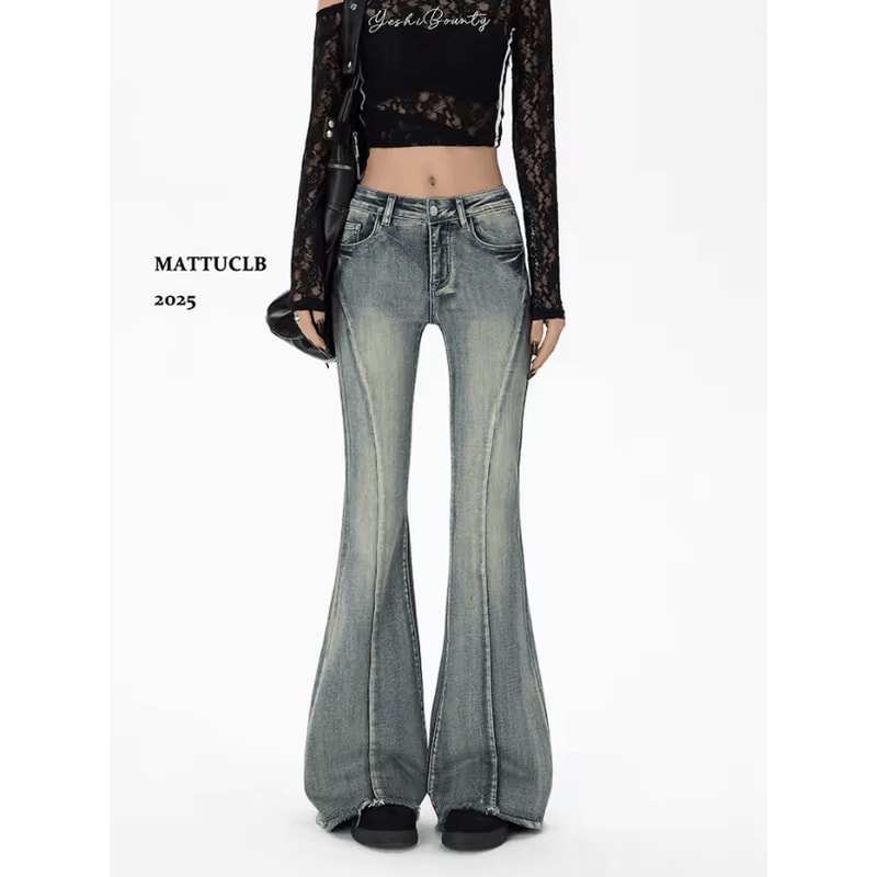 Gyaru Y2K Flare Jeans For Women Low Rise Harajuku Bell Bottom Denim Pants With Stacked Bootcut Sty 5