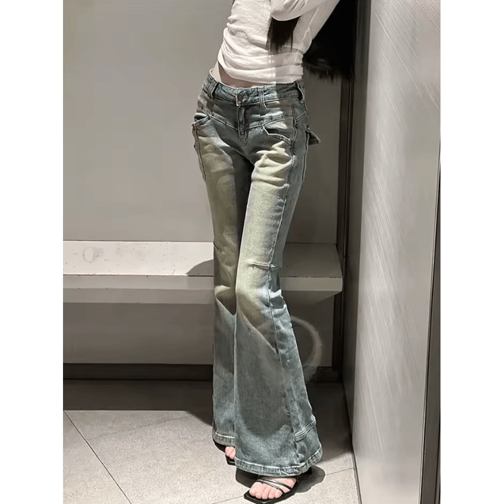 Low Rise Y2K Flare Jeans For Women Korean Style Bell Bottom Bootcut Denim Pants Autumn Winter 2025 0