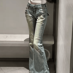 low rise y2k flare jeans for women – korean style bell bottom bootcut denim pants (autumn winter 2025)